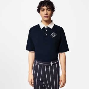 LOUIS VUITTON 刺繍入りコットン混紡半袖ポロシャツ