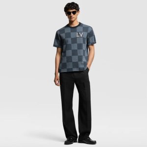 LOUIS VUITTON ダミエショートスリーブクルーネックウィズLOUIS VUITTONストラスパッチ